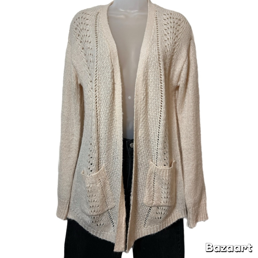 Candies Beige Open Knit Comfy Cozy Taylor Swift Vibe Cardigan Small
